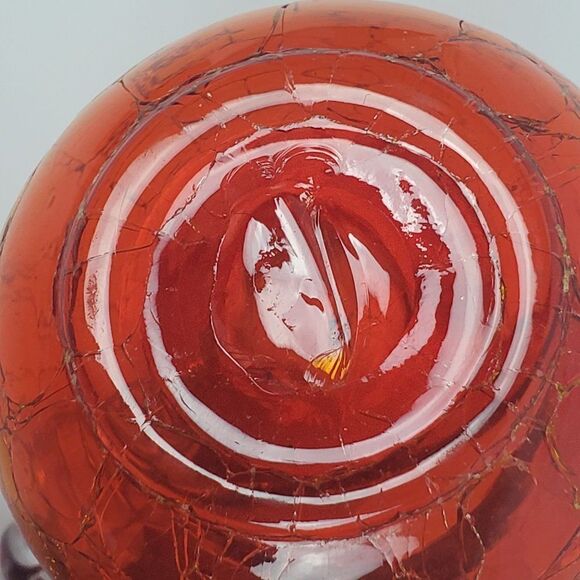 Amberina Red Orange Hand Blown Crackled Art Glass Mini Cruet Pitcher Jug Vintage - Picture 7 of 12